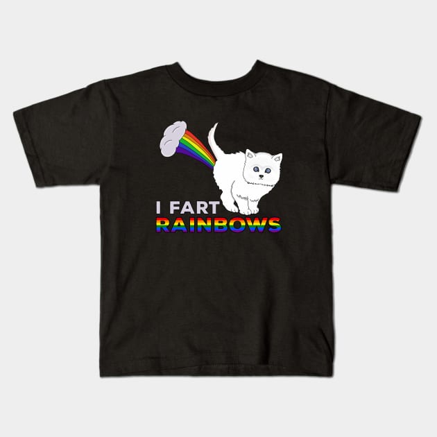 I Fart Rainbows - Funny Cat Fart Rainbow Kids T-Shirt by DiegoCarvalho